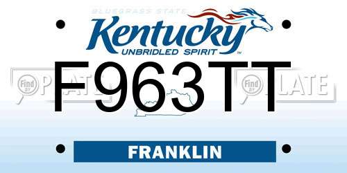 F963TT Kentucky License Plate
