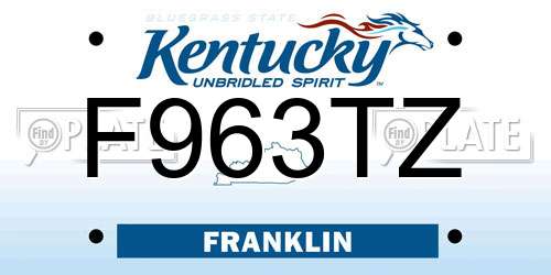 F963TZ Kentucky License Plate