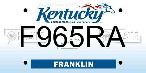 F965RA Kentucky License Plate