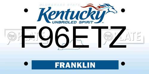 F96ETZ Kentucky License Plate