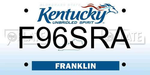 F96SRA Kentucky License Plate