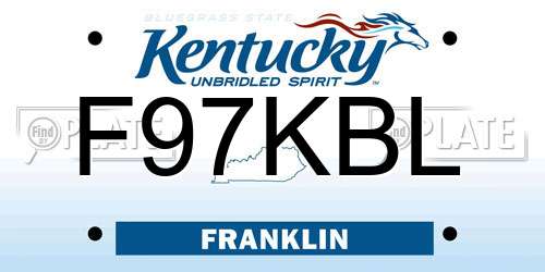 F97KBL Kentucky License Plate