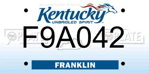 F9A042 Kentucky License Plate