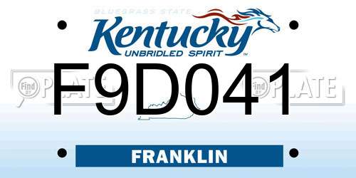 F9D041 Kentucky License Plate