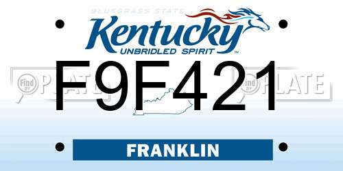 F9F421 Kentucky License Plate