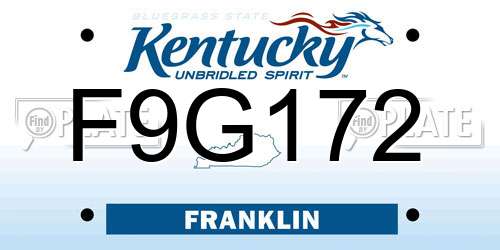 F9G172 Kentucky License Plate