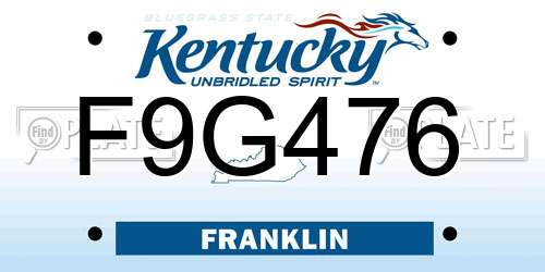 F9G476 Kentucky License Plate