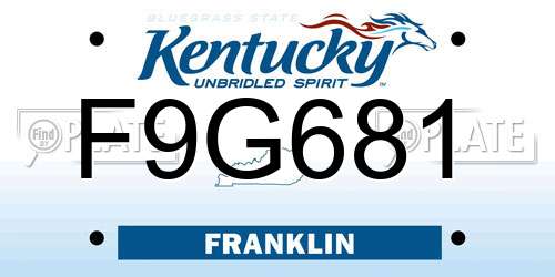 F9G681 Kentucky License Plate