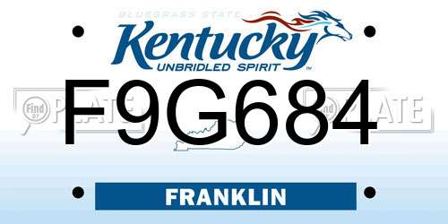 F9G684 Kentucky License Plate