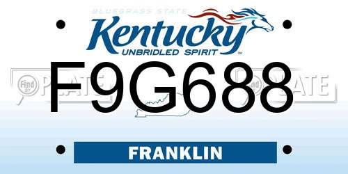 F9G688 Kentucky License Plate