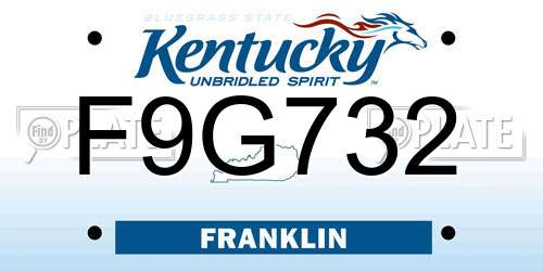 F9G732 Kentucky License Plate