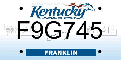 F9G745 Kentucky License Plate