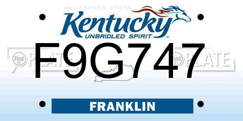 F9G747 Kentucky License Plate