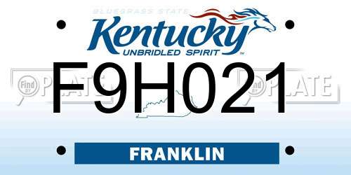 F9H021 Kentucky License Plate