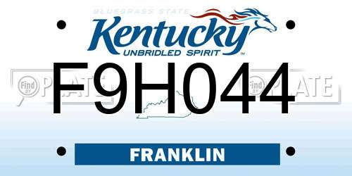 F9H044 Kentucky License Plate