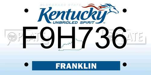 F9H736 Kentucky License Plate