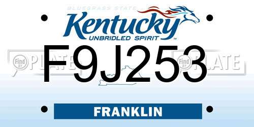 F9J253 Kentucky License Plate