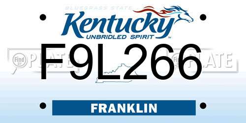 F9L266 Kentucky License Plate