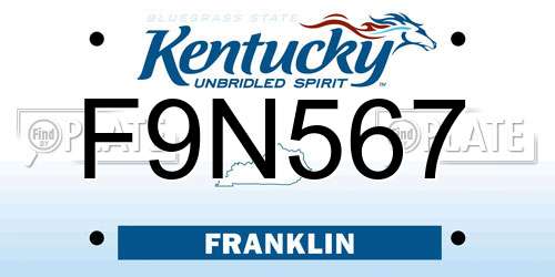 F9N567 Kentucky License Plate