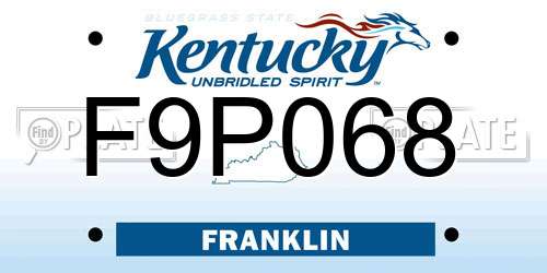 F9P068 Kentucky License Plate