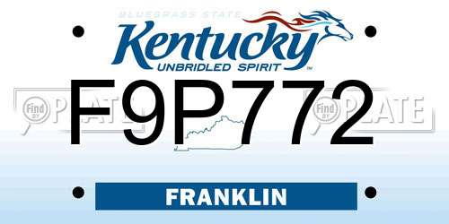 F9P772 Kentucky License Plate