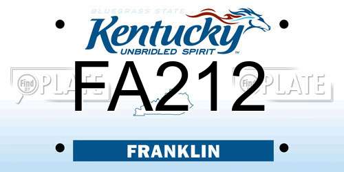 FA212 Kentucky License Plate
