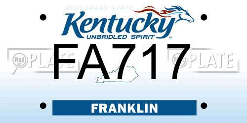 FA717 Kentucky License Plate