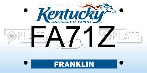 FA71Z Kentucky License Plate