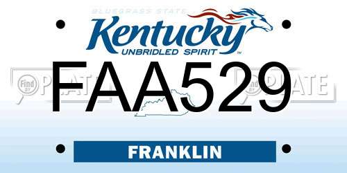 FAA529 Kentucky License Plate