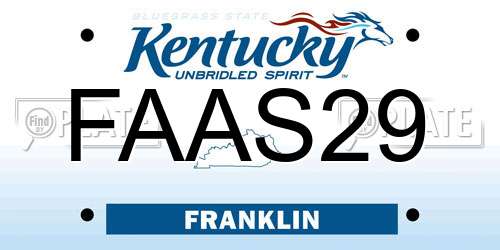 FAAS29 Kentucky License Plate