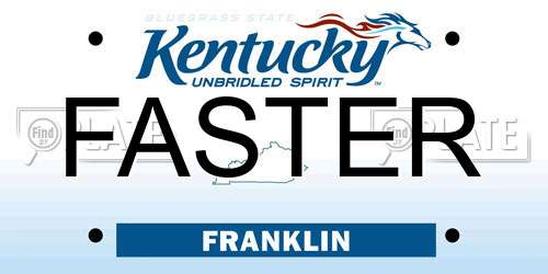 FASTER Kentucky License Plate