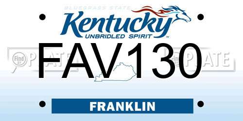 FAV130 Kentucky License Plate