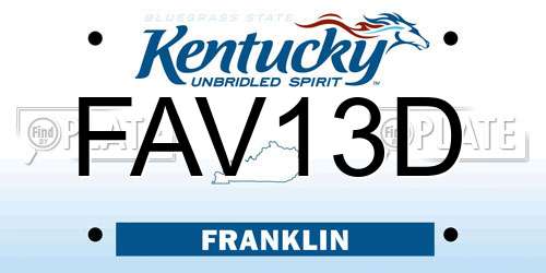 FAV13D Kentucky License Plate
