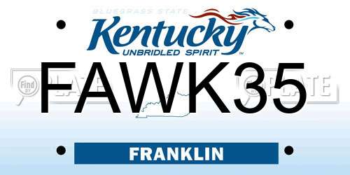 FAWK35 Kentucky License Plate