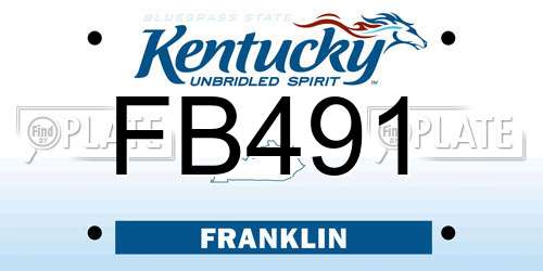 FB491 Kentucky License Plate