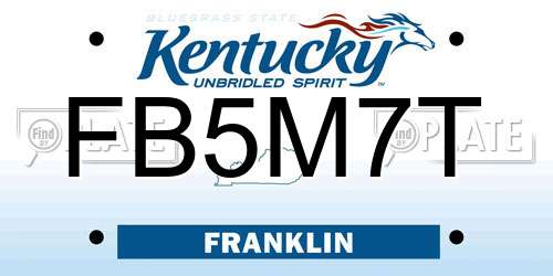 FB5M7T Kentucky License Plate
