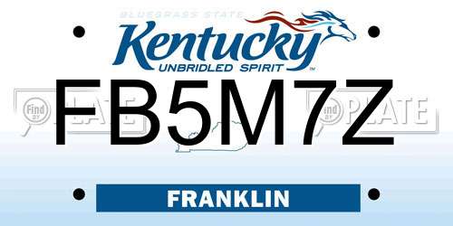 FB5M7Z Kentucky License Plate