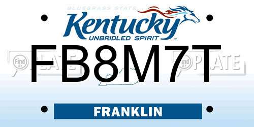 FB8M7T Kentucky License Plate