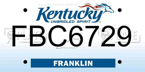 FBC6729 Kentucky License Plate