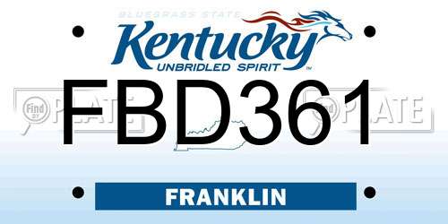 FBD361 Kentucky License Plate