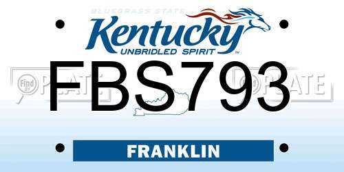 FBS793 Kentucky License Plate