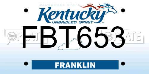 FBT653 Kentucky License Plate
