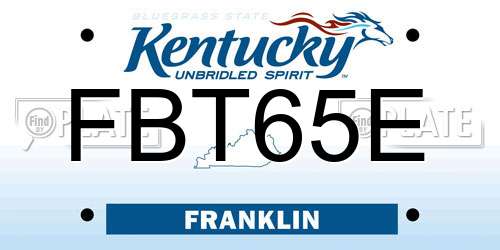 FBT65E Kentucky License Plate