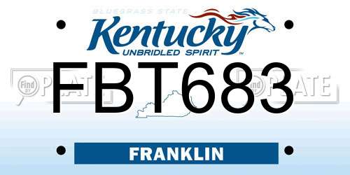 FBT683 Kentucky License Plate