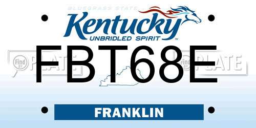 FBT68E Kentucky License Plate