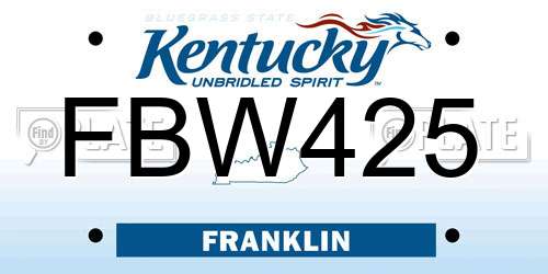 FBW425 Kentucky License Plate