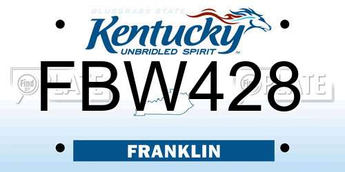 FBW428 Kentucky License Plate
