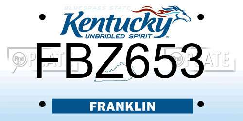 FBZ653 Kentucky License Plate