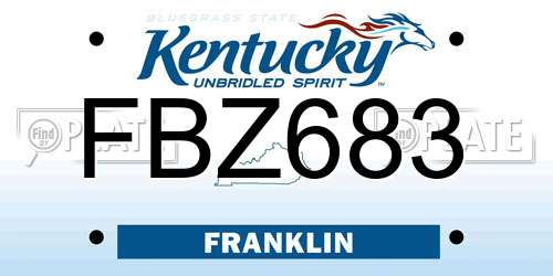 FBZ683 Kentucky License Plate