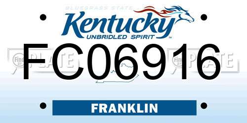 FC06916 Kentucky License Plate
